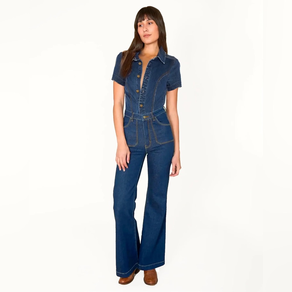 Rolla’s East Coast Flare Denim Jumpsuit Large 12